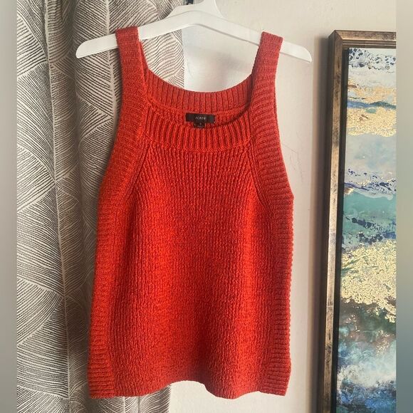 J.Crew Shirt Womens Small Orange Chunky Knit Cotton Pullover Sz Small NWT - Picture 2 of 8